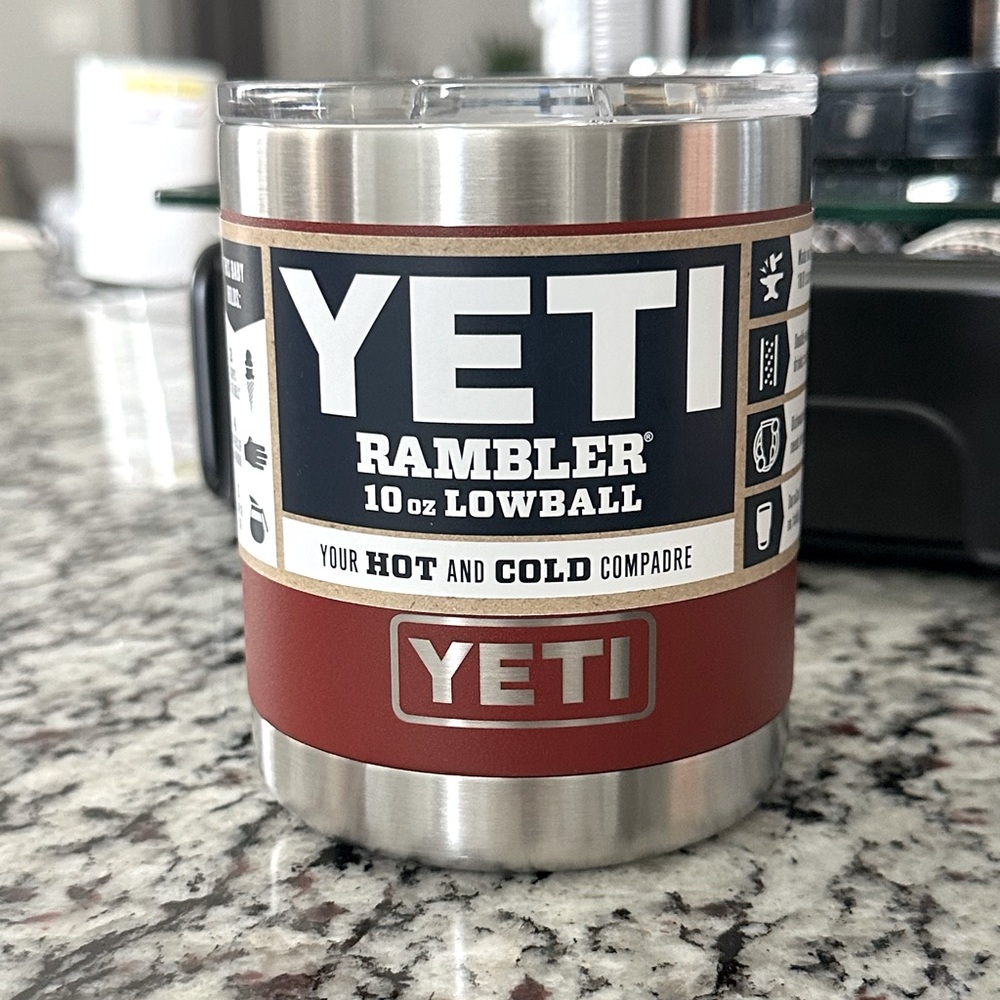 Authentic YETI  10 oz rambler. New. Brick Red in color.